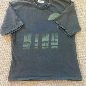 Anine Bing Gray Short Sleeve Tee with Distressed Green Print